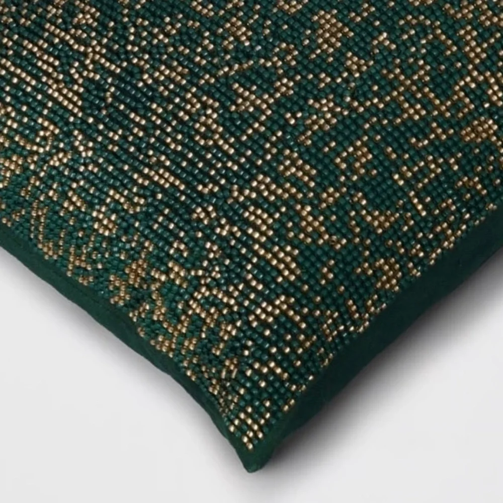 NWT Threshold Mini Square Beaded Throw Pillow Green Set of 2